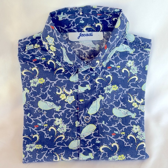 Jacadi Other - JACADI PARIS VINTAGE Gently Worn Boy’ Short Sleeve Shirt Button Down S 2 (88CM)